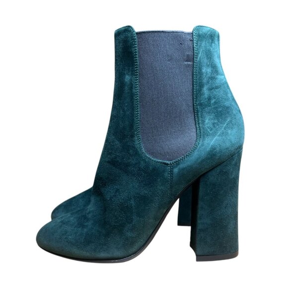 Dolce & Gabbana Green Suede Block Heel Ankle Boot 7.5 Winter Holiday Christmas - Picture 5 of 14